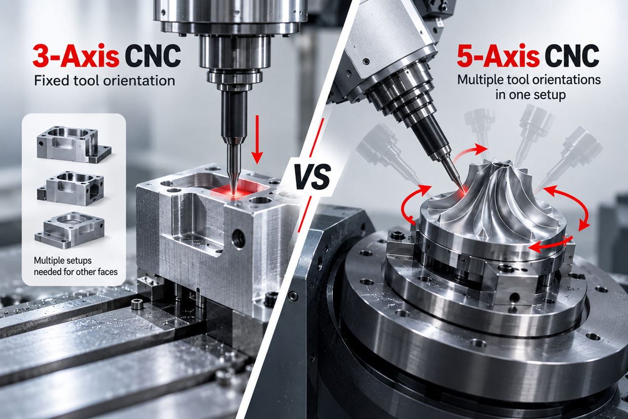 3-Axis vs 5-Axis CNC machining comparison
